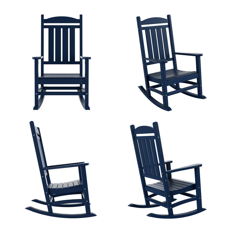 Chaise berçante d'extérieur en plastique Laguna, Bleu marine