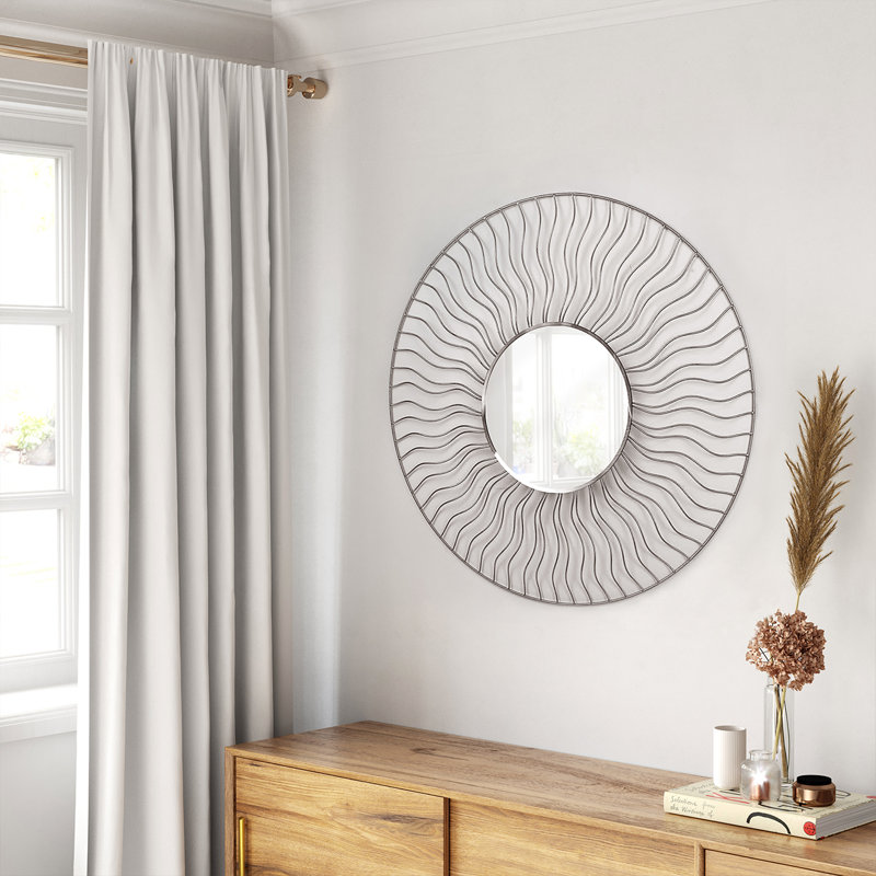 Miroir mural Sunburst 36 po - ensemble de 2, nickel brossé
