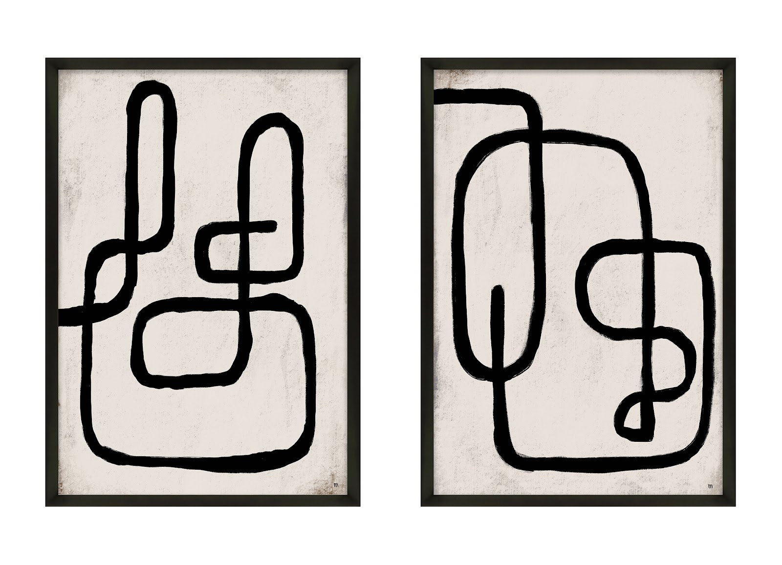 Linework by StudioM, Black Framed Paper, 30" H x 42" W x 1.25" D