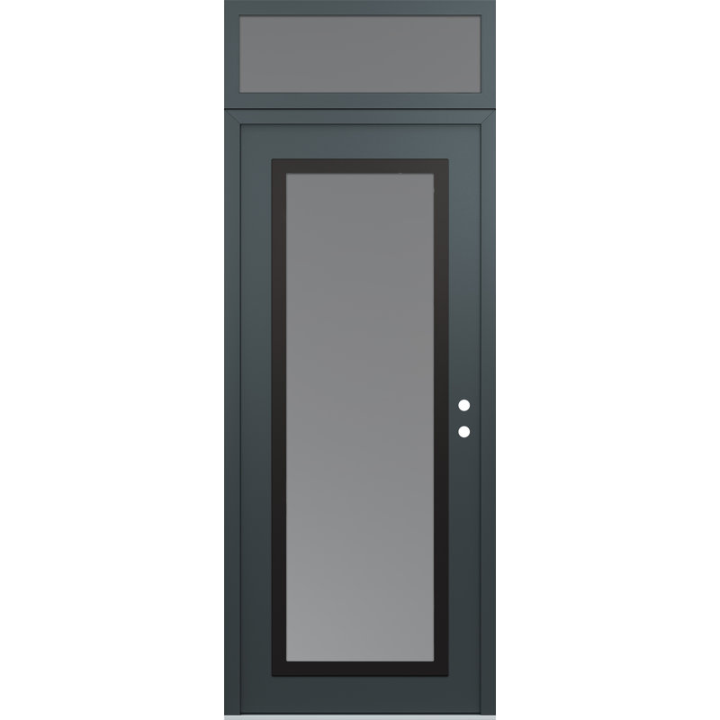 Porte d'entrée avant h1 panneau en acier noir anthracite / anthracite avec traverse, Gauche, Gelé