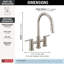 Robinet de cuisine en nickel brossé avec douchette rétractable Nicoli, robinet d'évier de cuisine Bridge, deux poignées, acier inoxydable-104897156