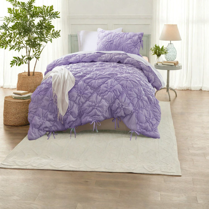 Ensembles de literie en microfibre douillette, motif mauve, lit simple toutes saisons