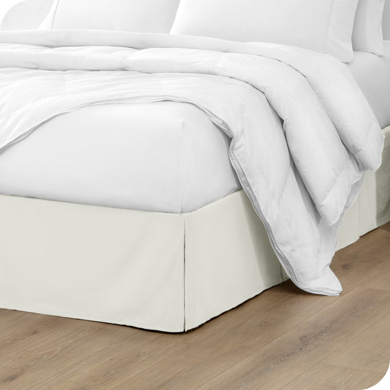 Cream Polyester 15-Inch Drop King Bed Skirt