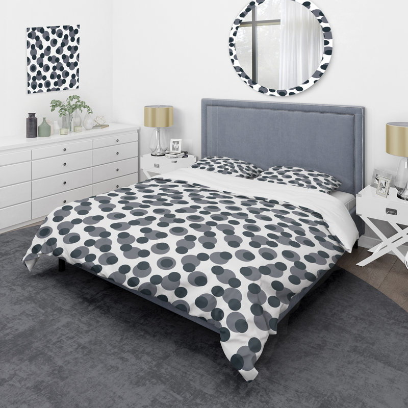 Ensemble de housse de couette en microfibre noir / blanc 3 pièces, Housse de couette simple + 1 taie décorative stan