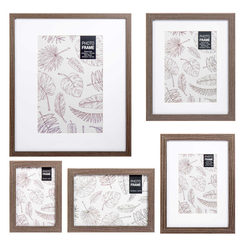 Seiler Matte Picture Frame - Set of 5 with Mat, Brown