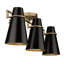 Plafonnier semi-encastré 3 lumières Golden Lighting Reeva en laiton moderne et abat-jour noir mat-70665667