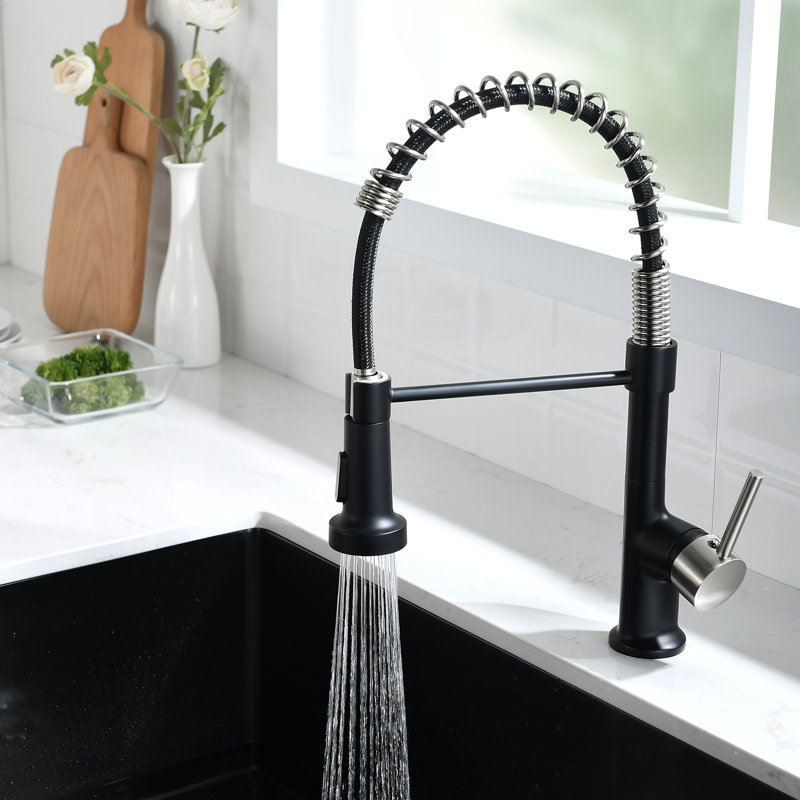 Robinet de cuisine rétractable - Corps en laiton, aspect noir et nickel, mode de jet multifonctionnel, évier moderne facile à nettoyer avec cartouche en céramique, processus d'installation,