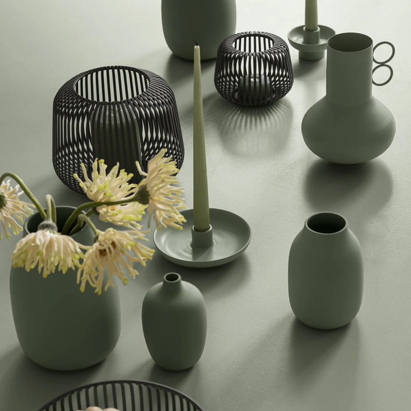Ceramic / Porcelain Table Vase, 15cm H x 10.5cm W x 10.5cm D, Desert Sage