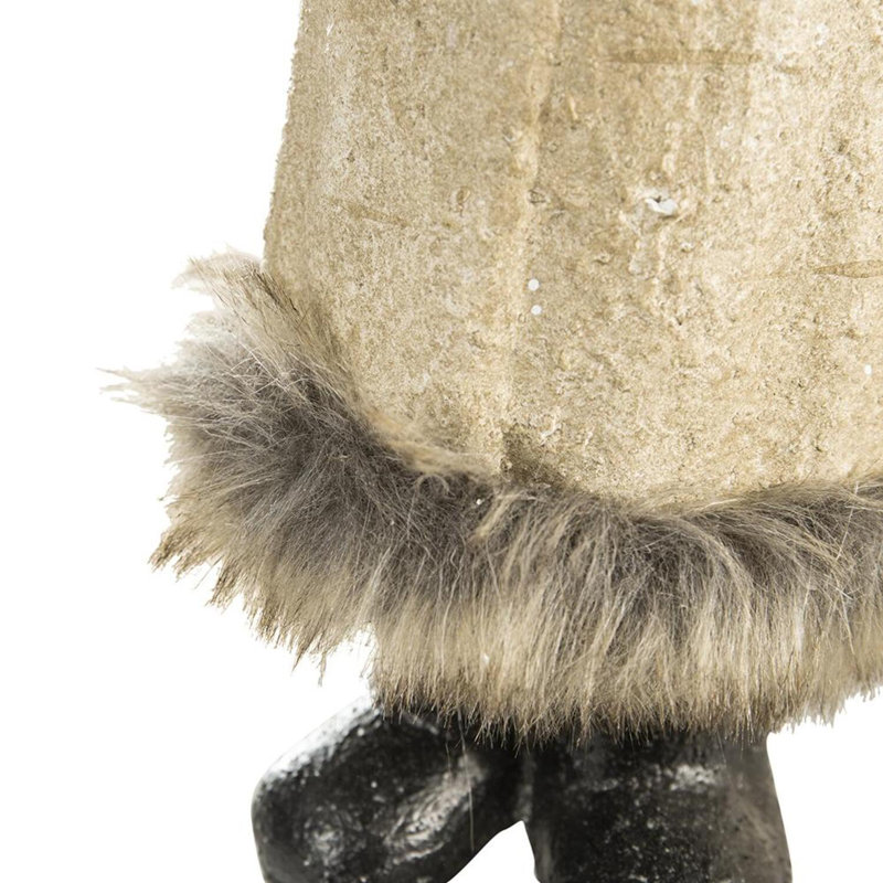 Père Noël en terre cuite avec manteau de bouleau