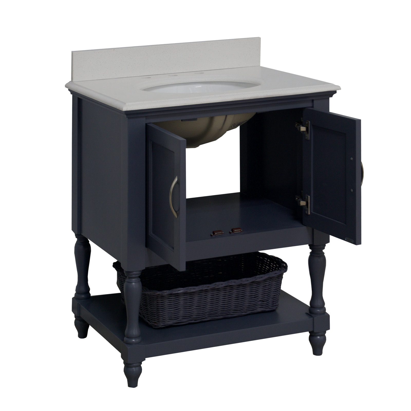 30'' Single Bathroom Vanity, Charcoal Gray, Quartz
