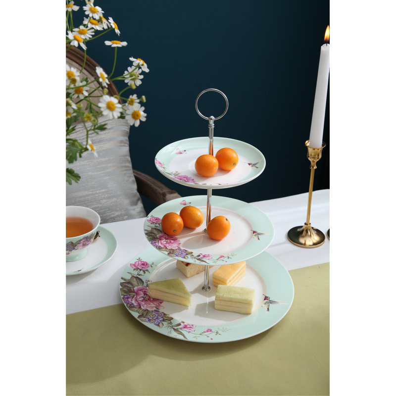 Aldershot Bone China Tiered Stand, Green