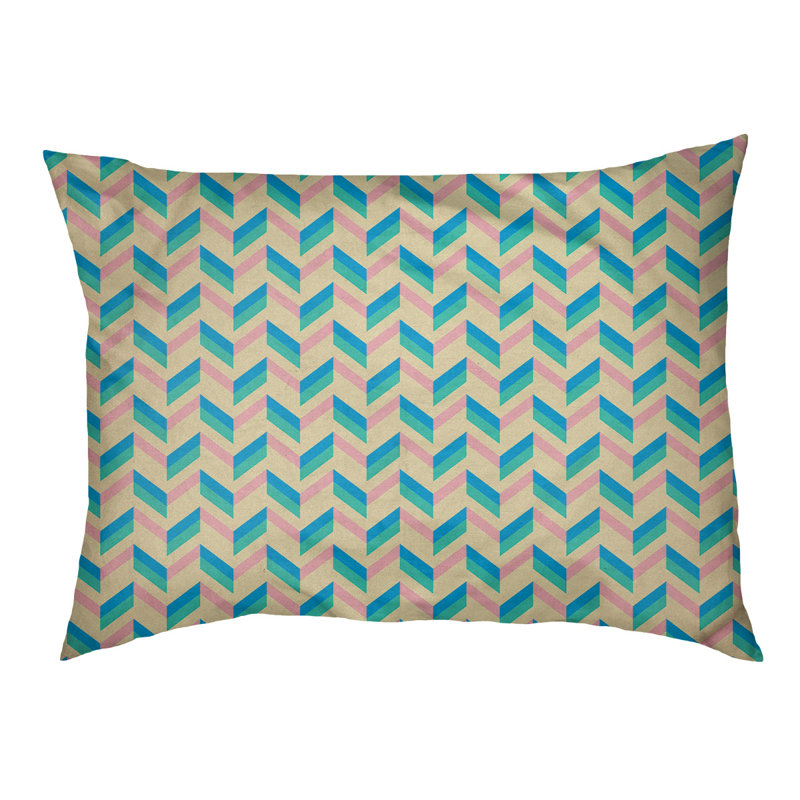 Coussin pour chien chevron Byrge, Moyen (L 29,5 po x P19,5 po x H 9,5 po), Vert, rose et jaune