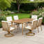 Ensemble de salle à manger d'extérieur 7 pièces en teck et aluminium avec table rectangulaire et chaises de jardin avec coussins-398787145