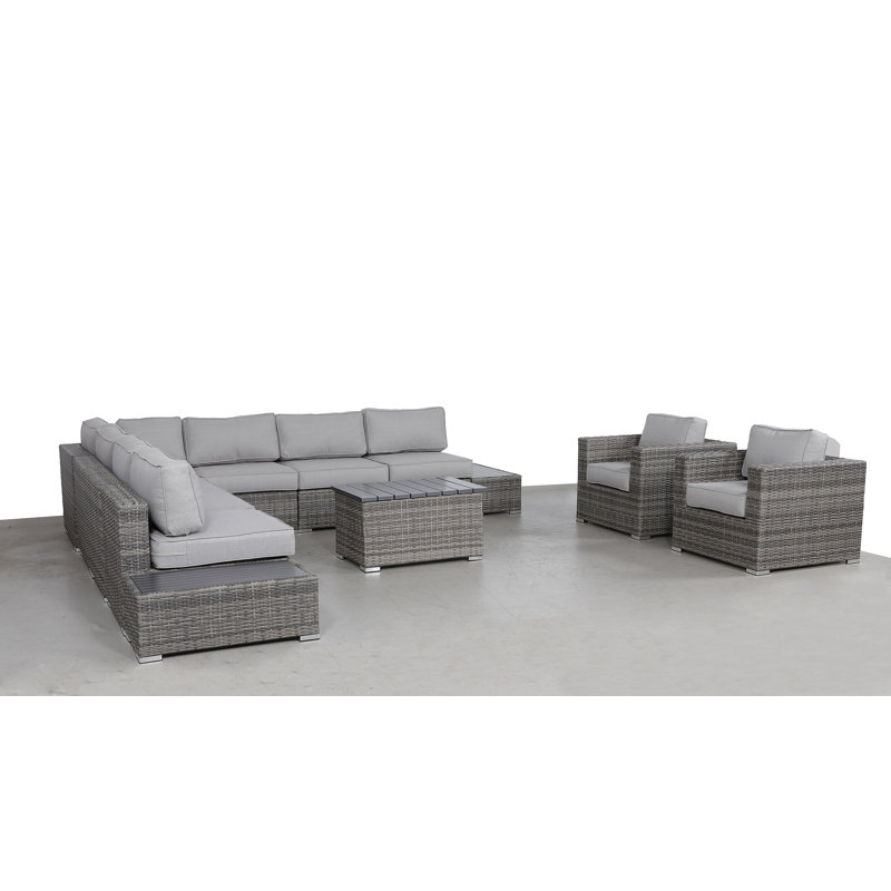 Demarest Wicker Fully Assembled 8 - Person Seating Group with Cushions