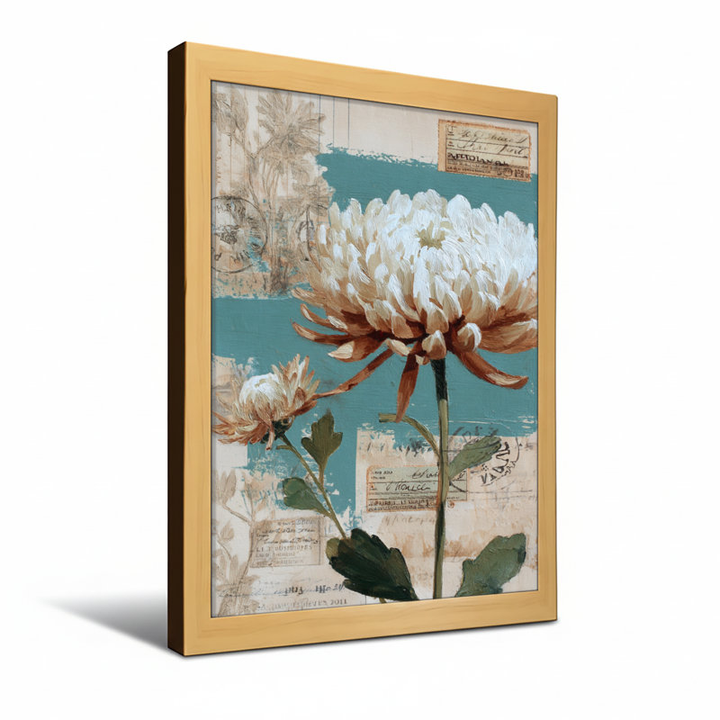 Plantes et fleurs, impression de collage de cartes postales rétro, H 30 po x l 20 po, Toile tendue, Ne s’applique pas