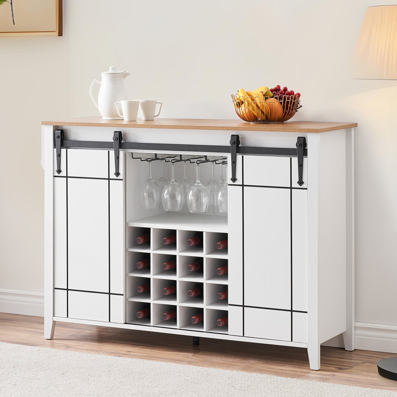 Armoire à vin avec rangement Farmhouse, Blanc