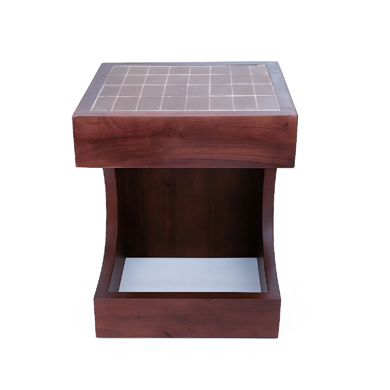 Table d'appoint en bois avec carreaux
