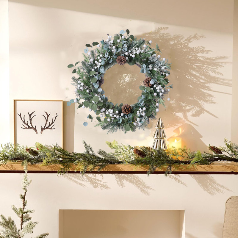 Pinecone Eucalyptus Wreath, 20", Green