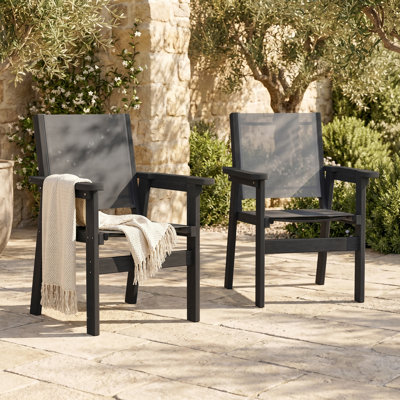 HDPE & Textilene Outdoor Dining Chairs, Set of 2 – Weather-Resistant, Breathable Seating for Patio & Garden