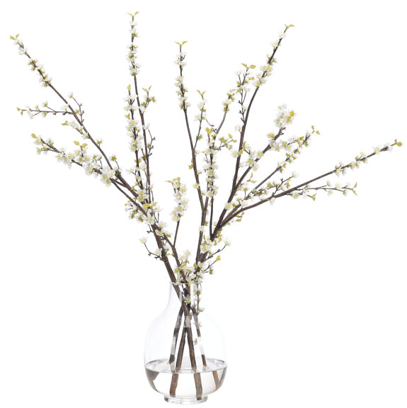 Plum Blossom, White, Glass Bulb Vase, 31wx23dx31h