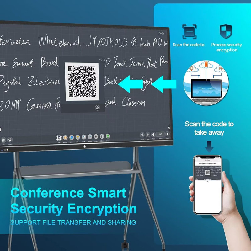 JYXCN 75" Smart Board 4K Pro Touch Interactive Wireless Presentation Screen QR Sharing for Classroom Office(Include Wall Mount)