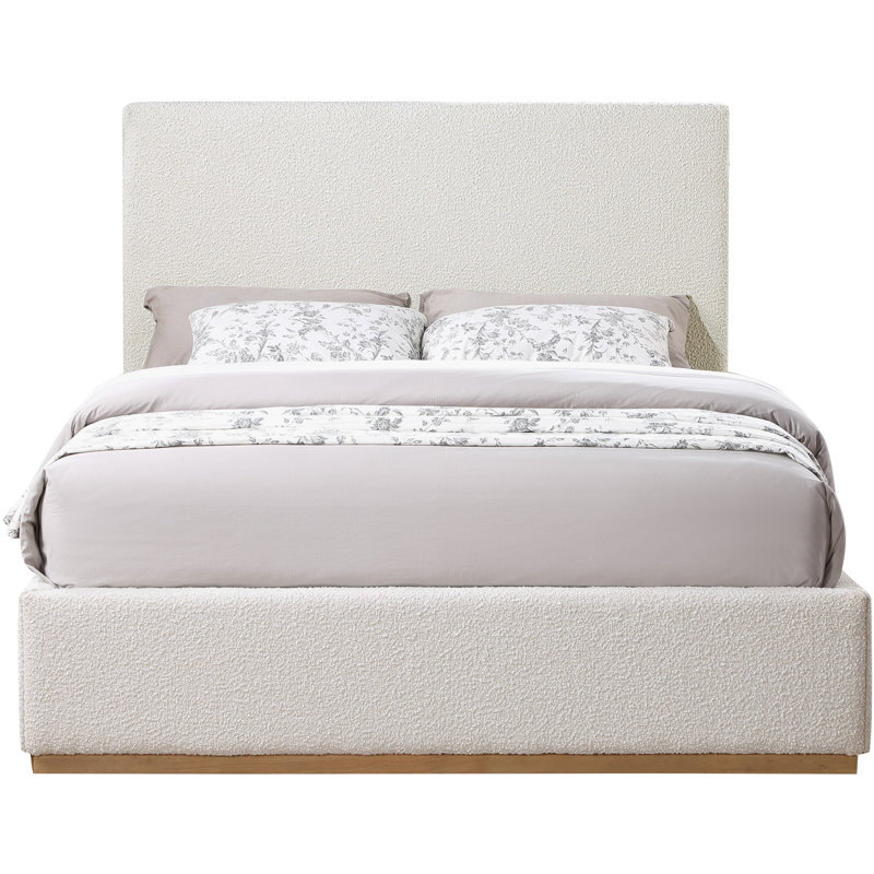 Piero Boucle Fabric Bed, Cream Boucle Fabric, Queen