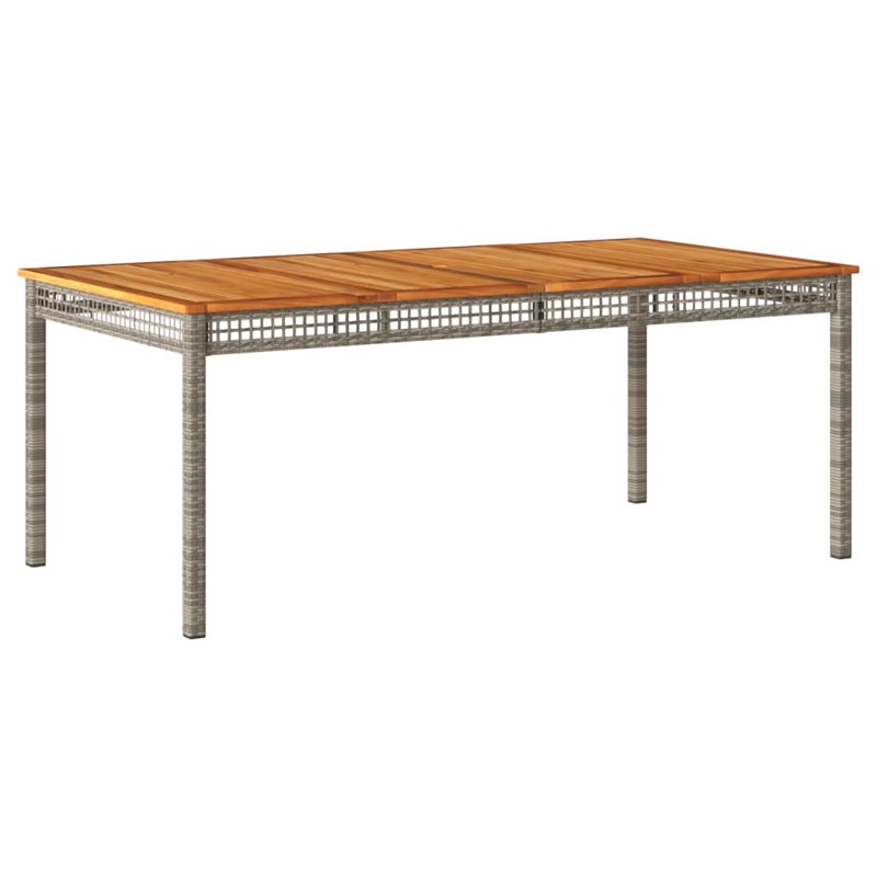 Bay Isle Home? Table de patio en rotin et bois d'acacia, 70,9 po x 35,4 po x 29,5 po, Gris et brun
