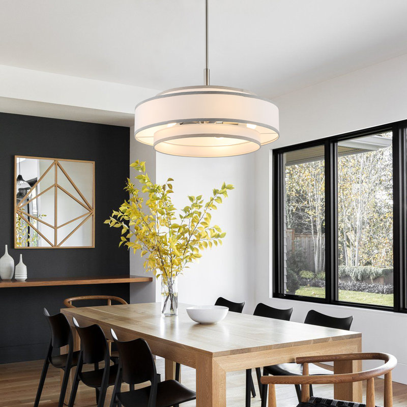 Lustre tambour 5 lumières Aasim, Nickel brossé
