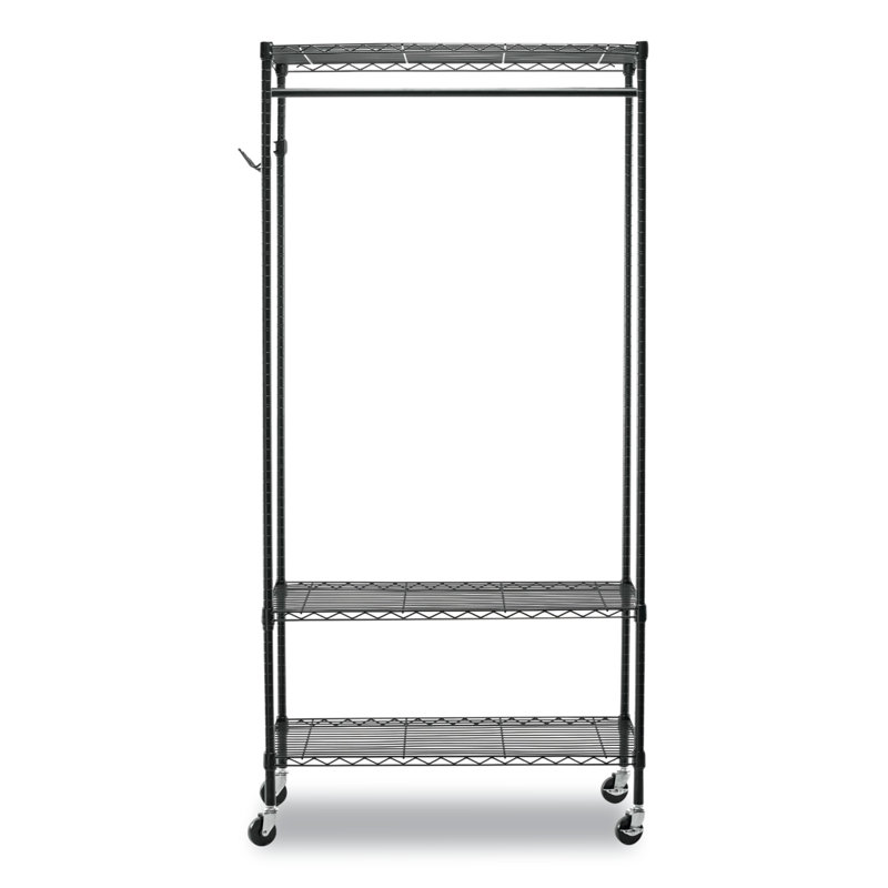 Black Portable Wire Shelving Garment Rack with Casters
