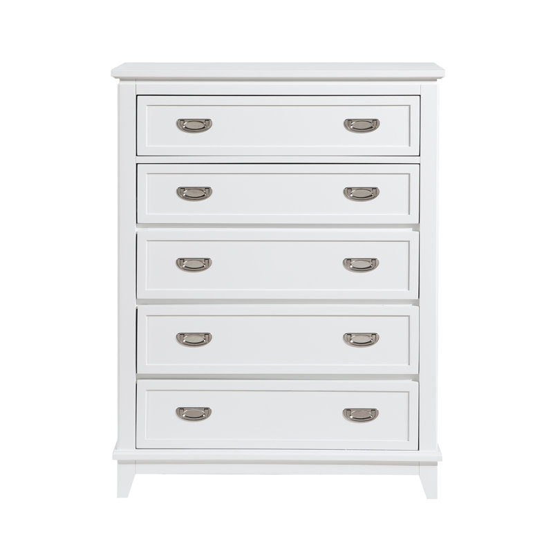 Beckett 36.5" Modern 5-Drawer Chest, White