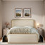 Lit moderne en métal avec tête de lit tapissier courbée et rangement sous le lit-115634698-115634697
