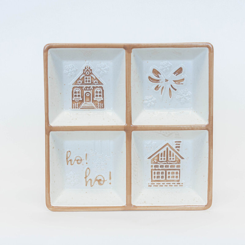 Plateau de Noël avec 4 diviseurs, Beige multicolore