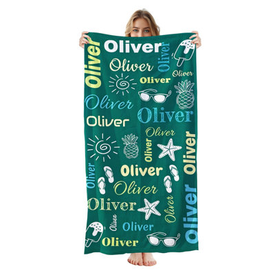  Personalized Beach Towel with Name, Custom Microfiber Bath Towel 30*60 inchesSummer beach name