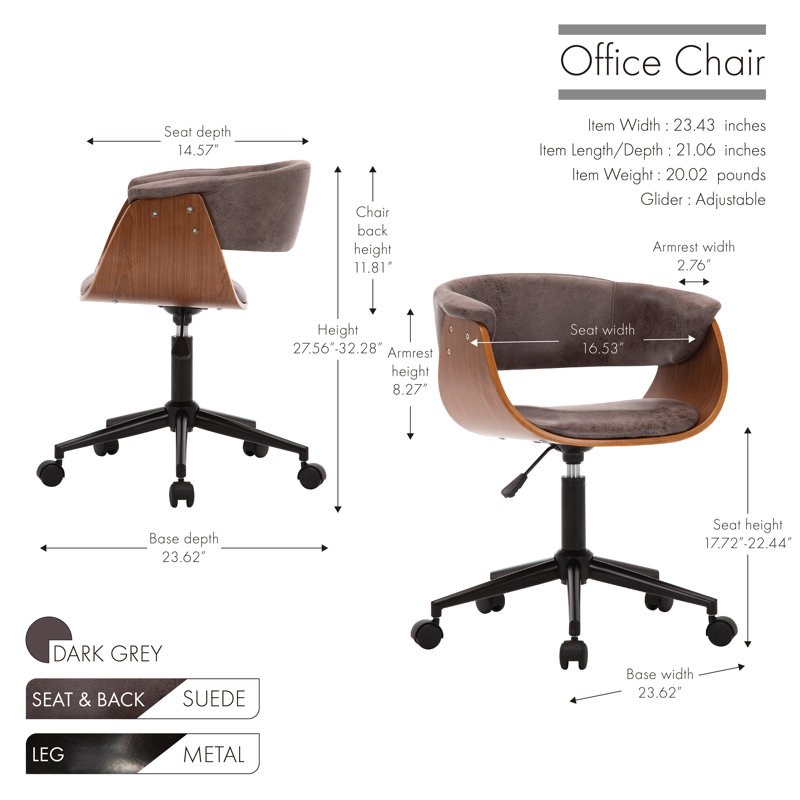 Chaise de travail en suède Bayona