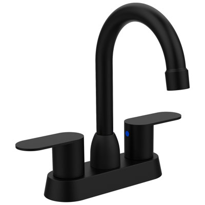 Robinet de salle de bain noir mat - bec pivotant à 360 degrés, empreintes digitales, évier à 2 poignées avec poignées doubles à eau chaude et froide, bec