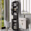 Armoire de rangement de salle de bain avec portes et tiroir, plusieurs espaces de rangement, tablettes réglables-2096417957