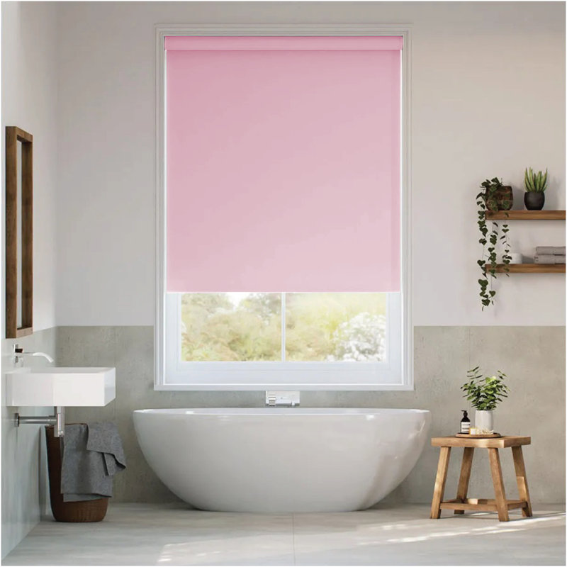 Indoor blackout Trimmable roller blind, Pink, 165cm L x 60cm W