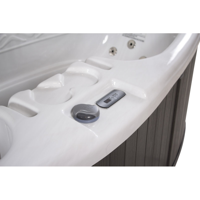 Gray Oval 2-Person Resin Plug and Play Hot Tub