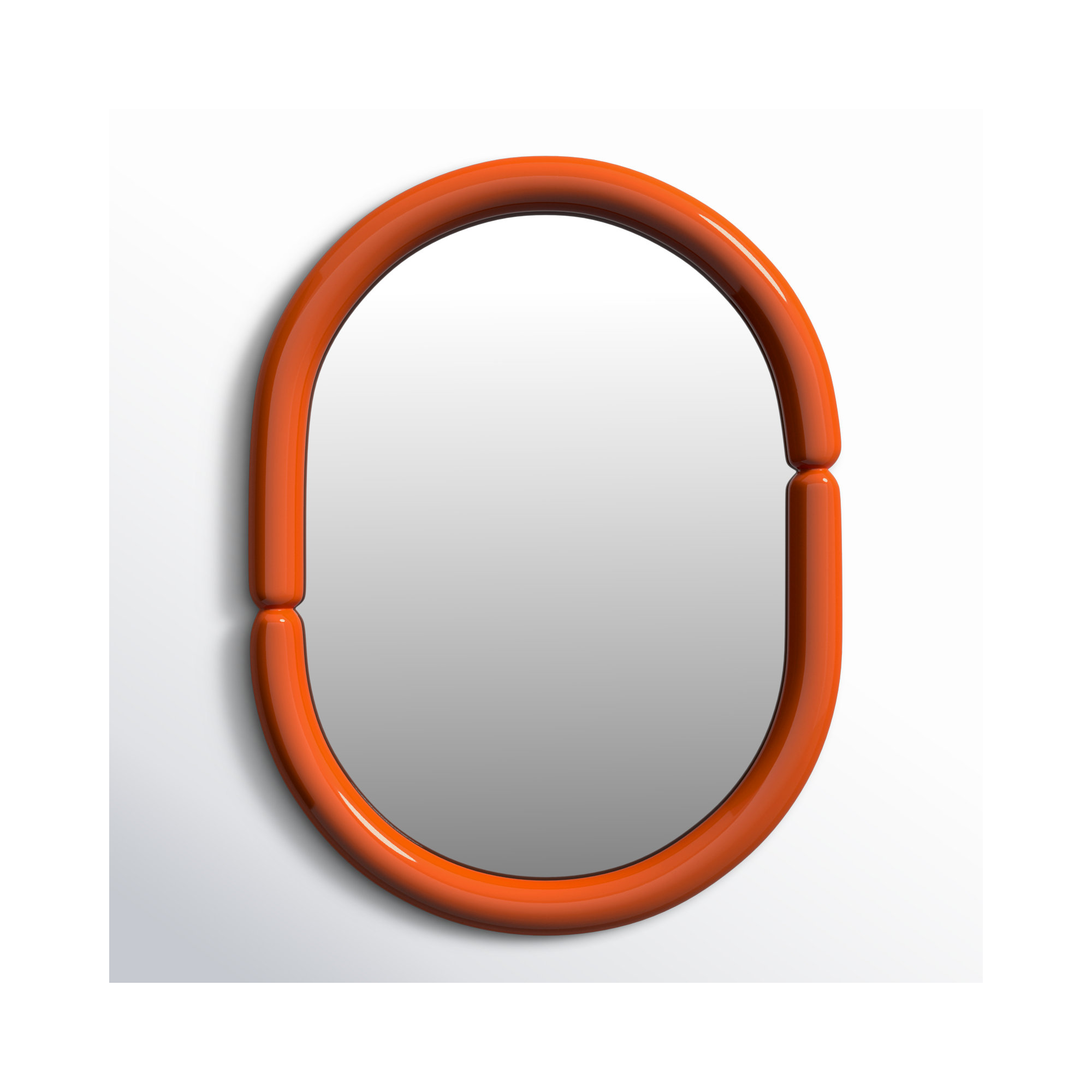 Lorinda Solid Wood Oval Wall Mirror, Orange