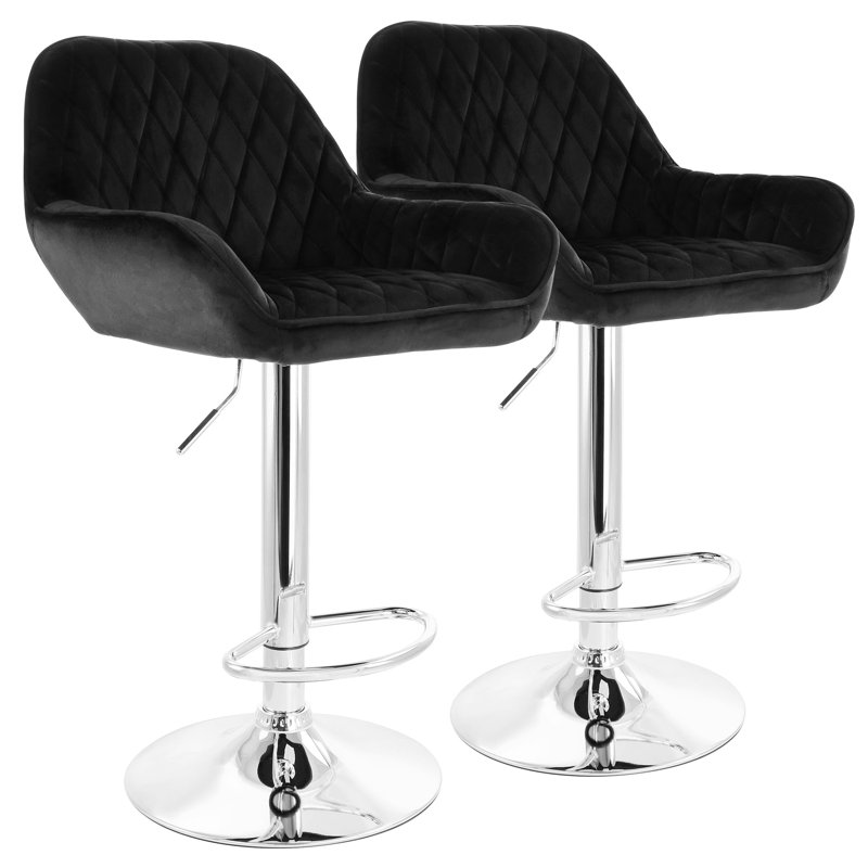 Swivel Upholstered Adjustable Height Counter Stool, Black