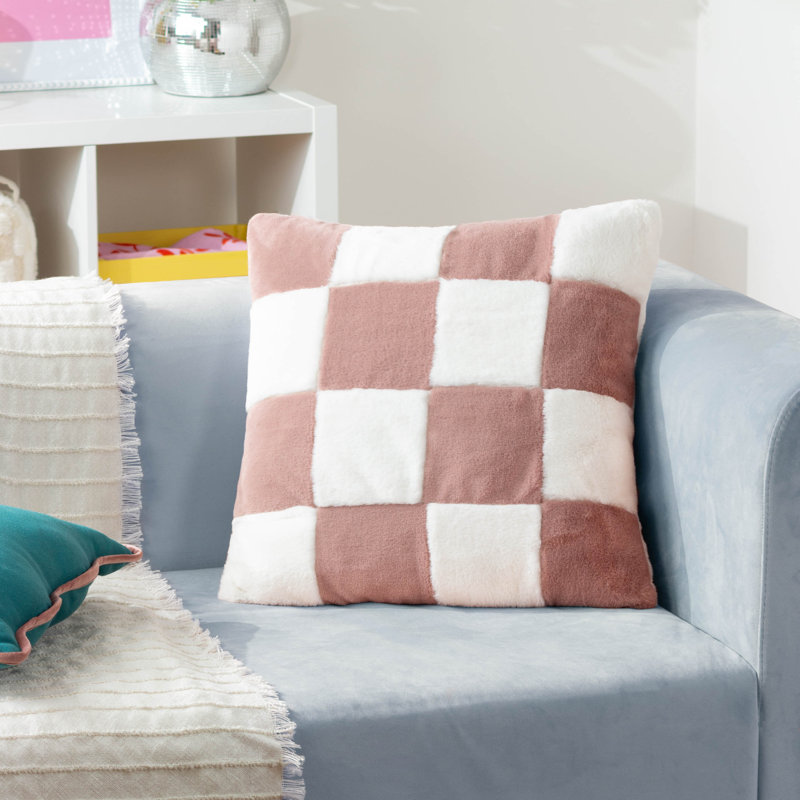 Cozee Check Square Cushion, Pink