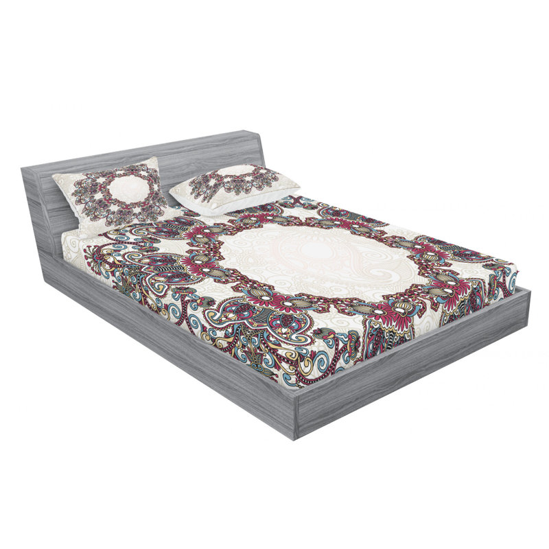 Microfiber Floral Sheet Set, Queen Sheet Set with Fitted Sheet