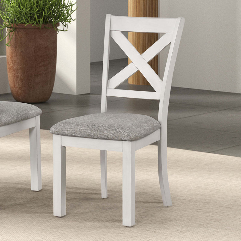 Chaises d'appoint modernes en chêne blanc rustique avec dossier croisé et sièges rembourrés pour une salle à manger élégante