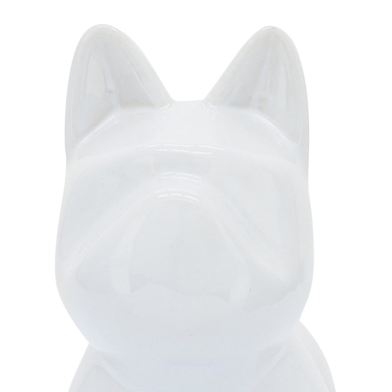 White Ceramic French Bulldog Dog Statue
