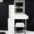 Compact Left Bedside Vanity With Comfy Stool, Extraordinarily Enormous Touch-Control Sliding Led Mirror, 2 Ac + Power Outlet, Hairdryer Holder, Switchable , , , Ul Approved, White American Style-1372098990