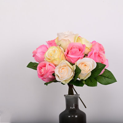 Artificial Rose Floral Arrangement For Wedding Party Dining Table Centerpieces, Greenery Foliage Leaves Sprays With Long Stem For Vase Filler