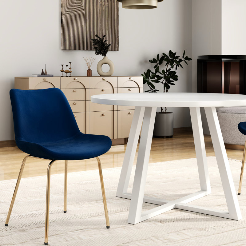 Ensemble de salle à manger 3 pièces - Table ronde en bois avec 2 options de chaises rembourrées en velours, tréteaux et deux sièges confortables