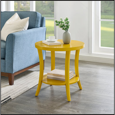 Perth Contemporary Round Shelf End Table, Orange