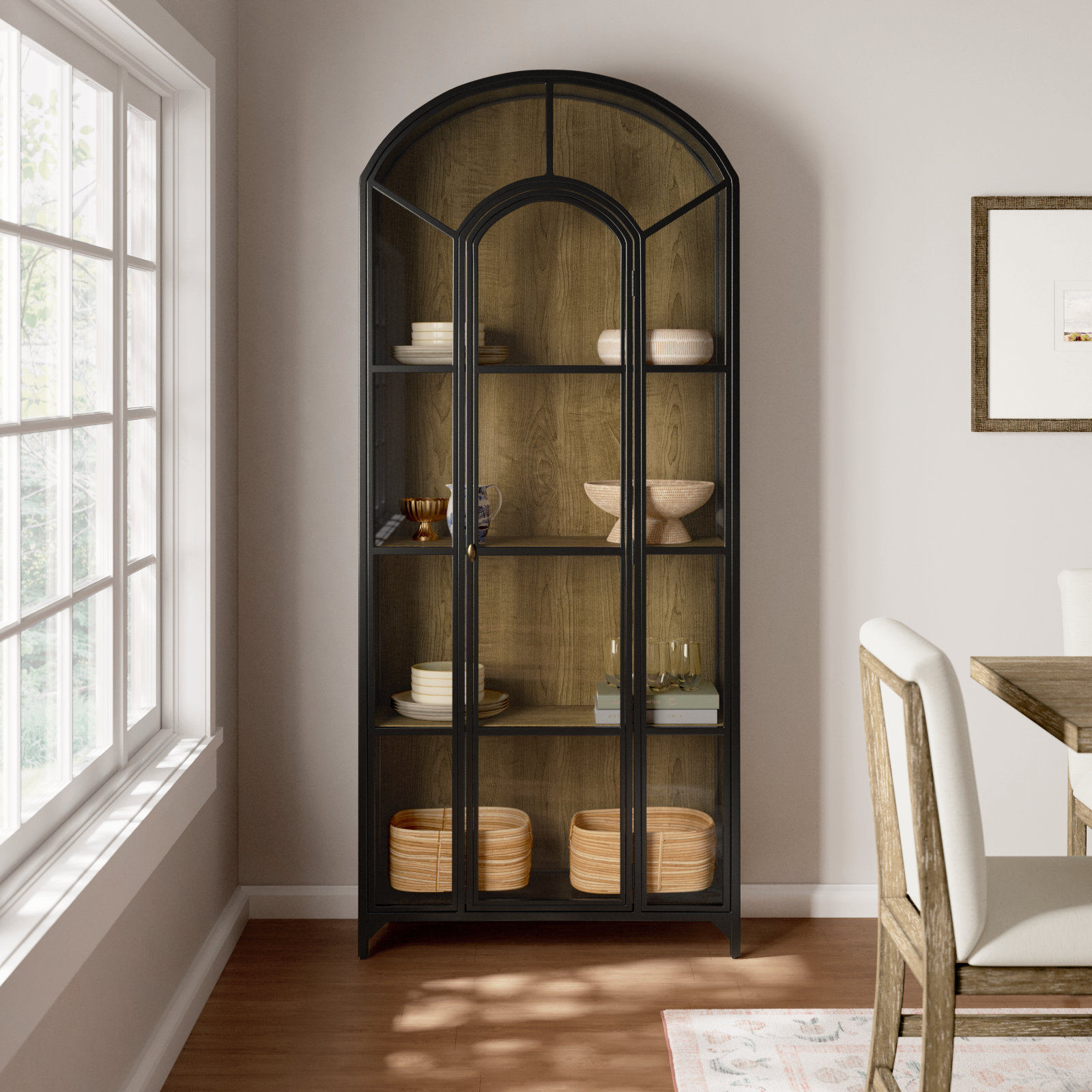 Bayline Dining Cabinet, Black/Oak