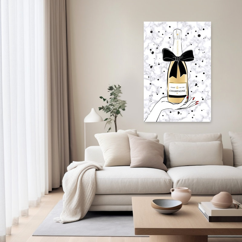 Elegant Champagne Bottle Modern Contemporary Wall Art Print, 152.4cm H x 101.6cm W
